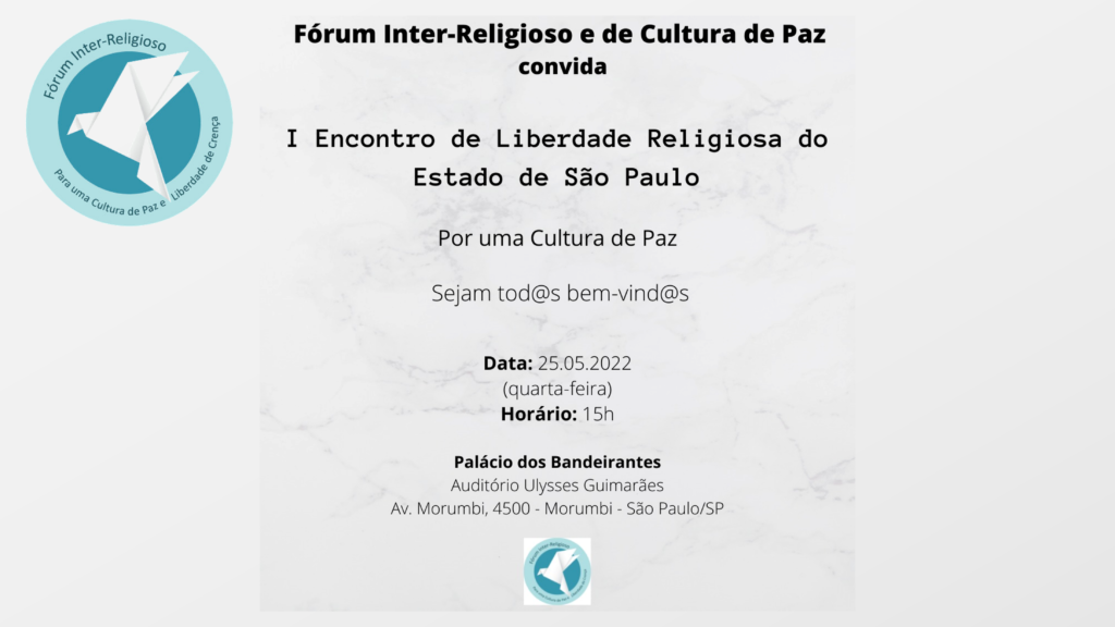 Convite 1º Encontro de Liberdade Religiosa do Estado de São Paulo